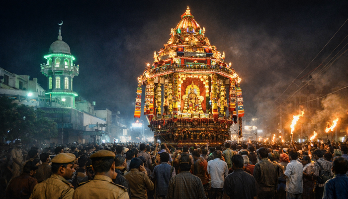 Hindu religious procession disrupted and opposed by Muslims as route passes by mosque in Tamil Nadu