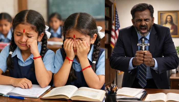 Minor Hindu girls harassed for wearing Hindu symbols in missionary school; pressured for conversion by Christian principal