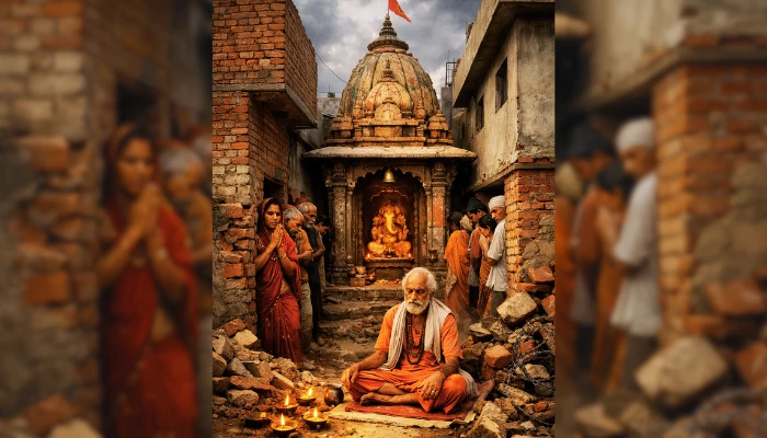 Sacred Hindu temple illegally encroached by Government department employees; devotees staged protest in Alwar, Rajasthan