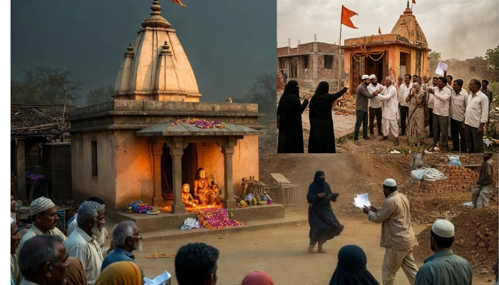 Revered Hindu temple site encroached, illegal construction carried out by Muslims