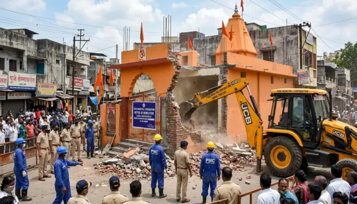 Hindu temple in Pune demolished by authorities after false complaint from anti-social elements ahead of Ram Navami festival