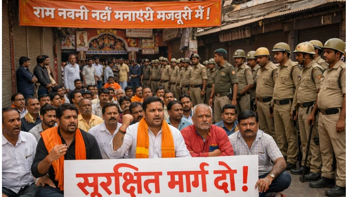 Hindu devotees denied from carrying out religious procession by Police authorities in Aligarh, Lucknow