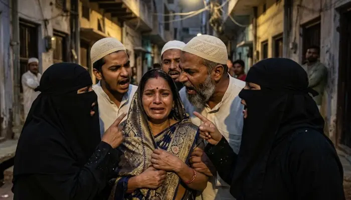Hindu family offered inducements and pressured to convert by their Muslim neighbours; assaulted upon refusal 