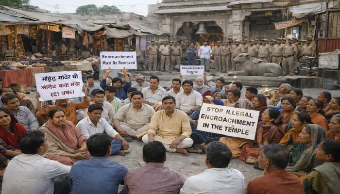 Hindu temple illegally encroached upon, leading to disruption and halting of sacred religious rituals in Ballia, Uttar Pradesh