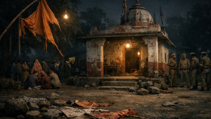 Hindu temple attacked with stones, flags and banners damaged; locals allege vandalism during Shab-e-Barat