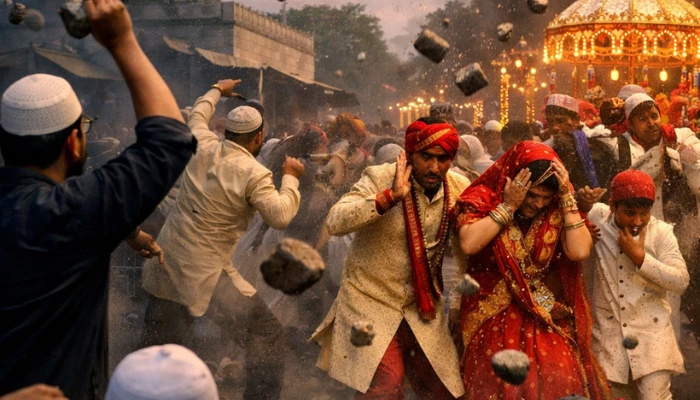 Hindu wedding procession brutally attacked, stone pelted over playing DJ music, by Muslims, while passing near mosque in Bettiah, Bihar