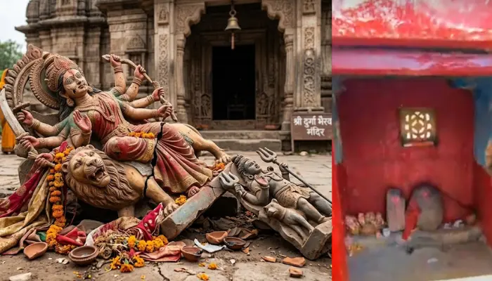 Hindu temple idols desecrated by Christian men involved in forced religious conversions in Barwani, Madhya Pradesh