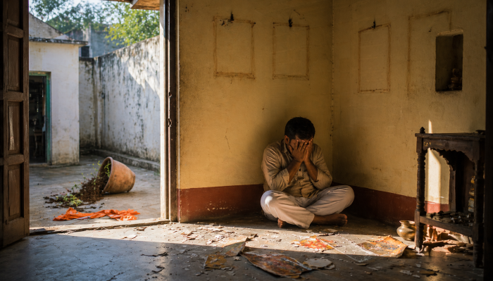 Hindu man's wife and in-laws tear down Hindu deity photos and uproot sacred tulsi plant, pressure him to adopt Christianity