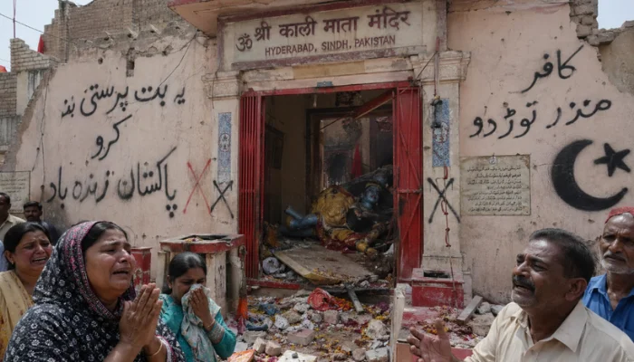 Sacred Hindu temple of Goddess Kali vandalised by miscreants in Hyderabad, Pakistan