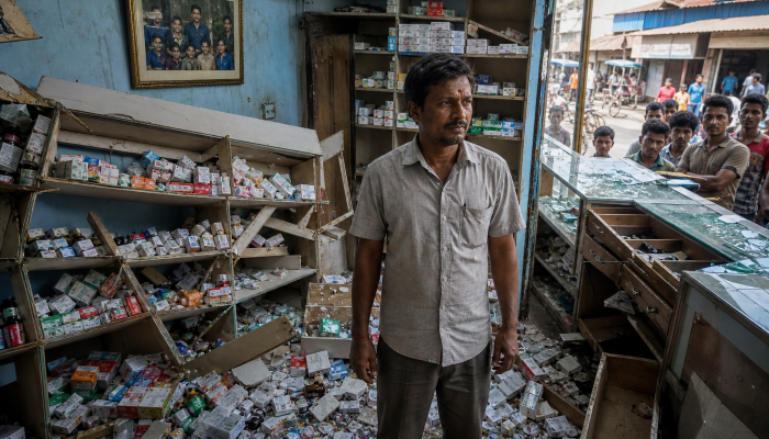 Hindu physician's pharmacy attacked and looted in broad daylight in Bangladesh by a Muslim man
