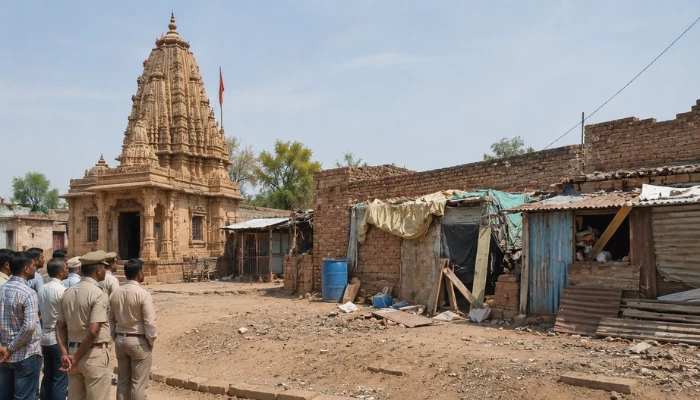 Sacred Hindu temple land illegally encroached by unknown miscreants in Jaisalmer, Rajasthan