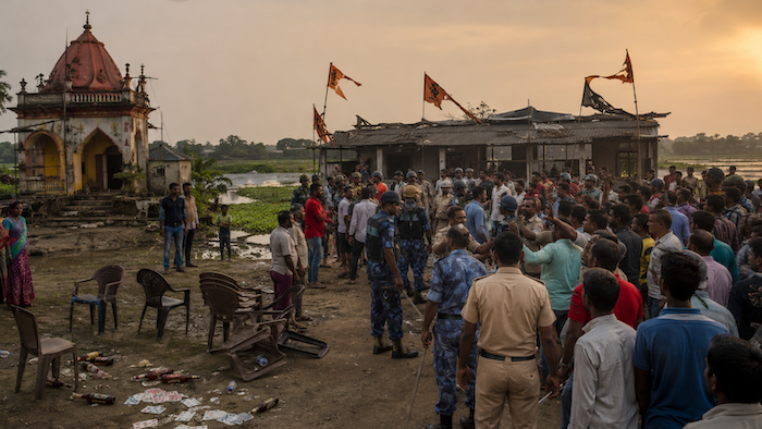Hindu temple land illegally occupied by Muslim goons affiliated to West Bengal's ex-ruling party, used for gambling, alcohol and meat consumption