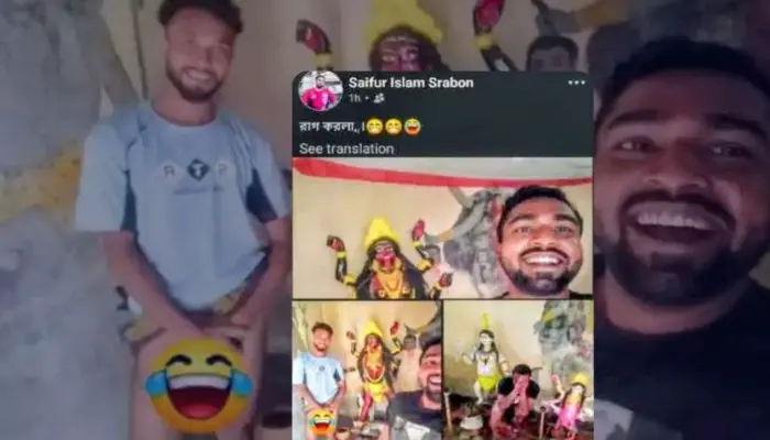 Hindu sentiments insulted as Muslim youths mocked Hindu deities and engaged in obscene behaviour inside premises of Hindu temple