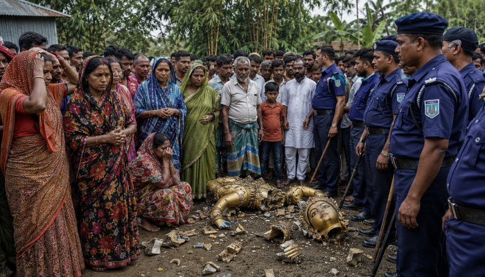 Hindu deity idol dismembered in Bangladesh as three Muslim youths cut sacred Ganesh idol's head and ears off with a rod cutter blade