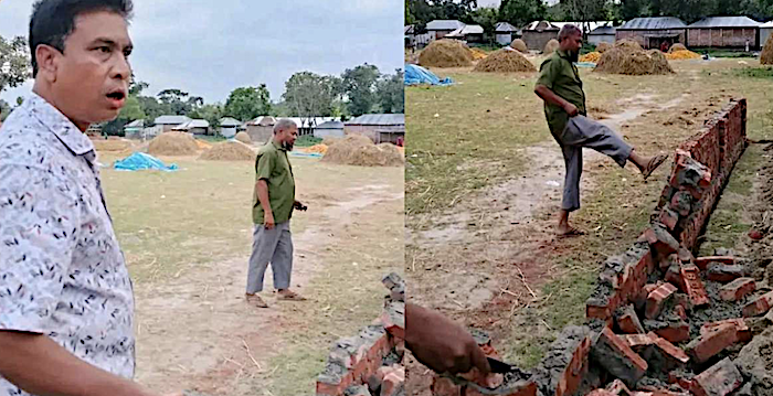 Hindu worship site targeted, temple boundary wall demolished amidst ongoing persecution of Hindus in Bangladesh