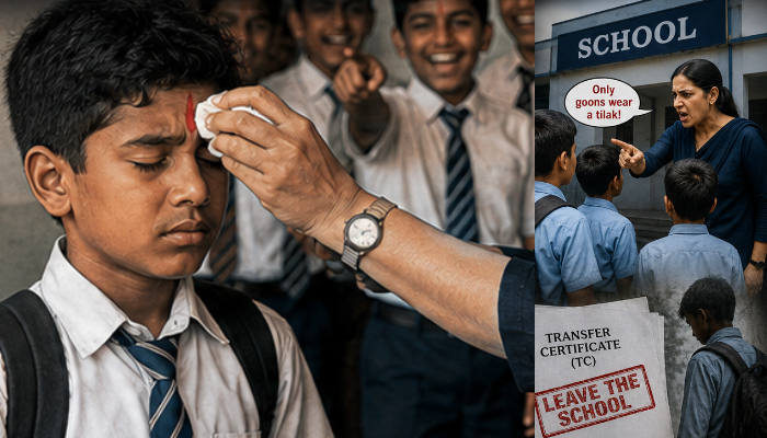 “Only goons wear tilak”: Sacred Hindu symbol treated like crime and children as criminals for displaying their faith