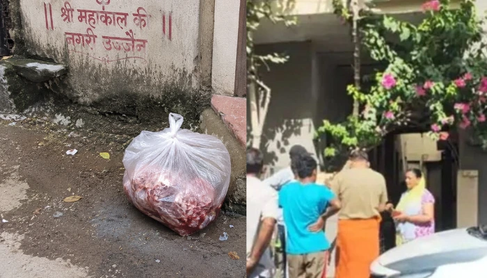 Hindu sentiments outraged after polythene bag filled with meat dumped outside a Hindu home on Eid al-Adha in Ujjain