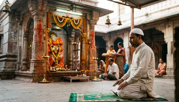Hindu sentiments outraged as Muslim man offers namaz inside premises of a Hindu temple in Bulandshahr