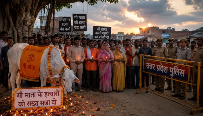 Hindu religious sentiments outraged, pregnant cow brutally beaten to death by unknown assailants in Firozabad 