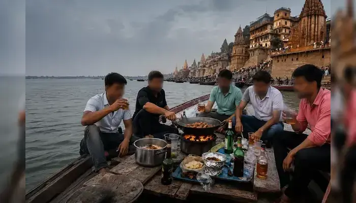 Hindu religious site desecrated as men cook non-vegetarian food and drink liquor on boat in Ganges near sacred ghats in Varanasi