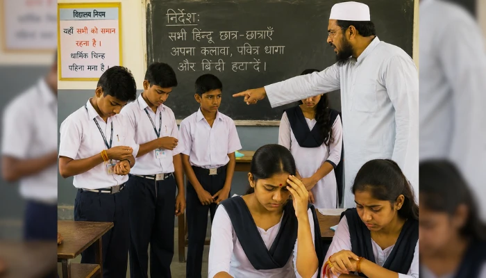 Minor Hindu students punished for wearing kalava, forced to chant "Allah-hu-Akbar" by Muslim teacher in Garhwa, Jharkhand