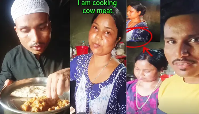Hindu religious beliefs mocked; Muslim man deliberately flaunts eating cow meat in multiple videos to ridicule Hindus