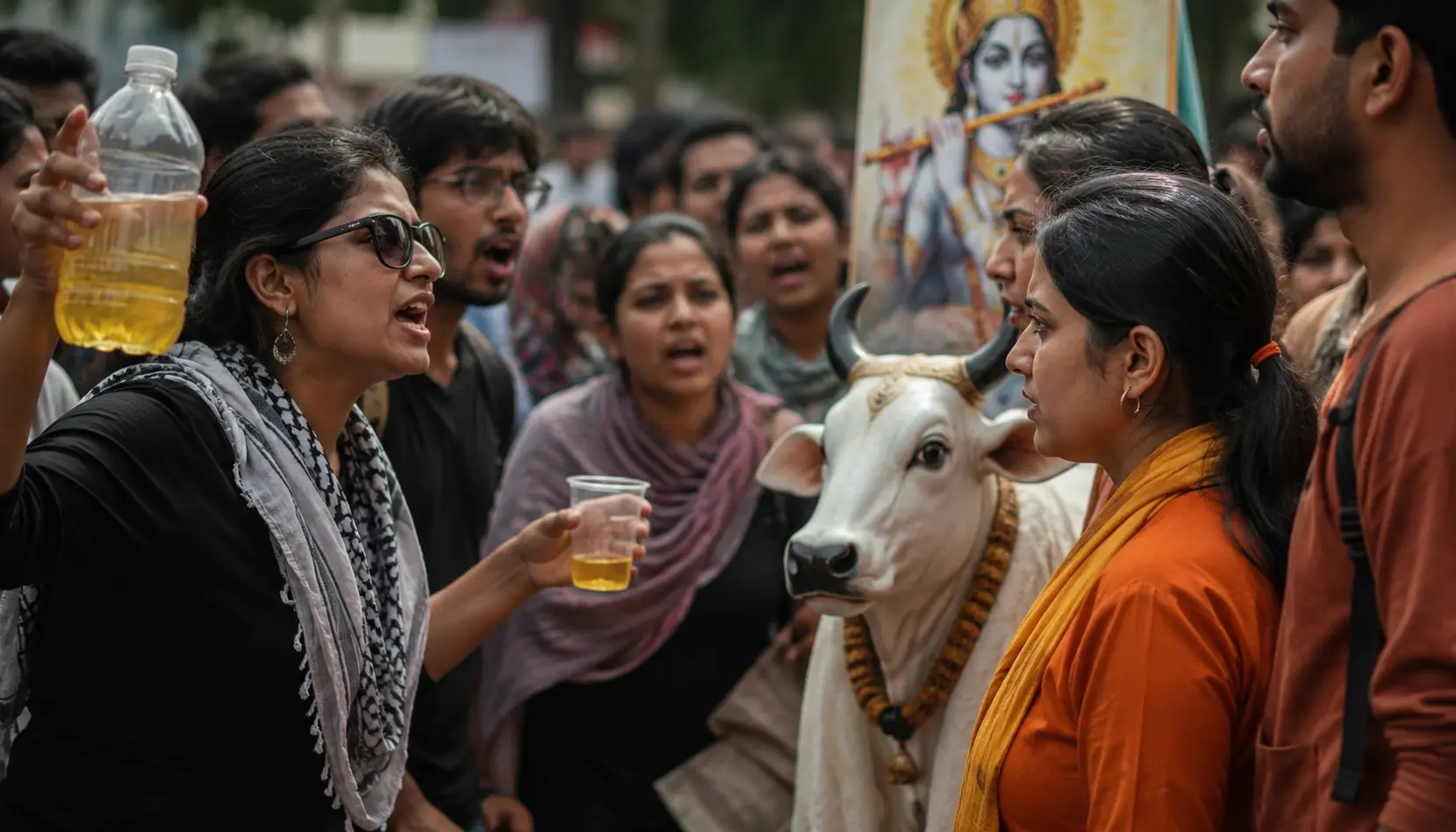 Hindu religious beliefs mocked: CJP protester makes derogatory gau mutra jibe against Hindus