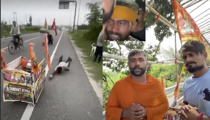 Hindu devotee's sacred Kanwar targeted and desecrated as Muslim boys throw meat at it near a mosque