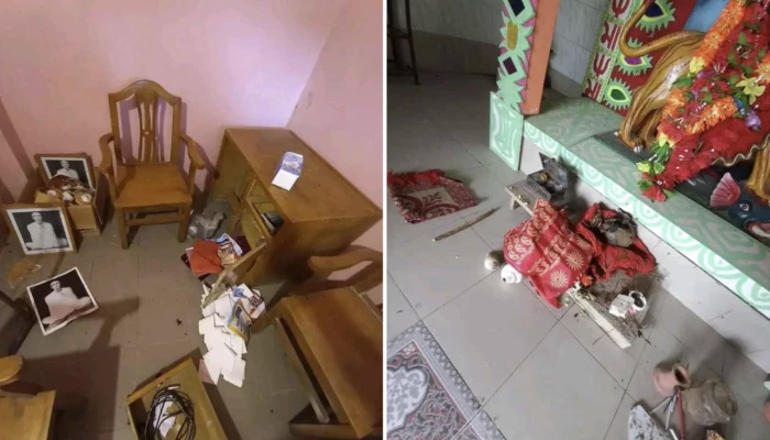 Two Hindu temples targeted and vandalised the same night amidst rising anti-Hindu violence in Bangladesh