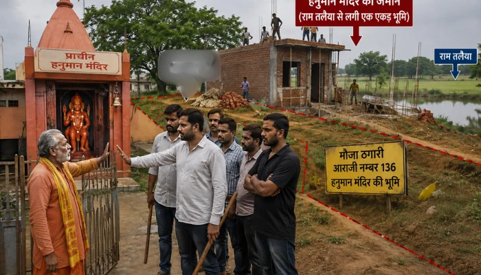 Ancient Hindu temple land encroached, priest threatened and prevented from performing worship in Lalitgarh, Uttar Pradesh