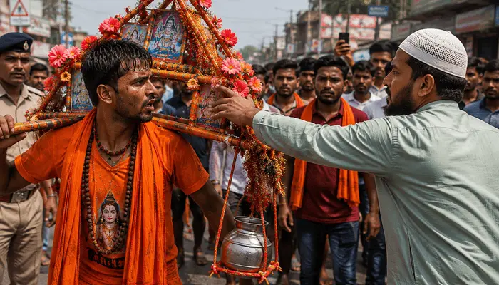 Hindu man's Kanwar desecrated, its religious sanctity defiled by Muslim youth during Kanwar Yatra in Ghaziabad, Uttar Pradesh
