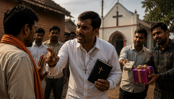 Hindu man pressured to convert to Christianity through inducements and religious sermons by Christian conversion gang in Pratapgarh