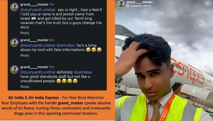 Anti-Hindu hate speech: Indian airline employee insults Lord Ram and mocks Hindu beliefs on Instagram