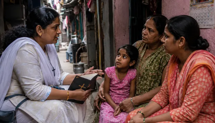 Hindu family, including minor girl, targeted in Christian conversion attempt; accused conducted Bible sessions and denigrated Hindu deities