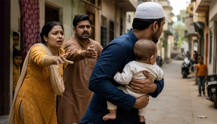 Hindu woman deceived into marriage by Muslim man posing as Hindu; infant from Hindu family kidnapped