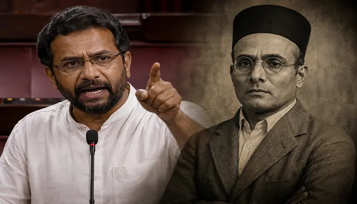 Revered Hindu leader Veer Savarkar denigrated through "Bootlicker" slur and clemency jibe during pnrelated political dispute