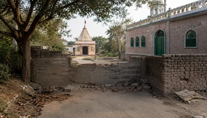 Hindu temple access obstructed by madrasa encroachment, disrupting religious practices in Gujarat