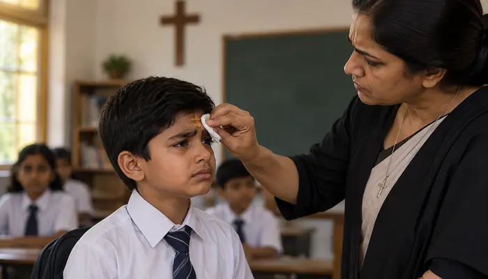 Minor Hindu student harassed for wearing tilak at Christian missionary school; teacher repeatedly wiped it off and scolded him