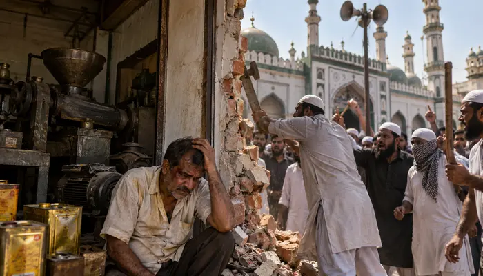 Hindu man assaulted, his shop attacked and looted by Muslim mob following mosque loudspeaker announcement calling for its demolition after Jumma prayers