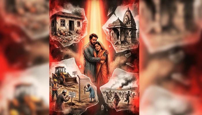Hindu family terrorised and forced into migration as Muslim attackers vandalise home and demolish temple
