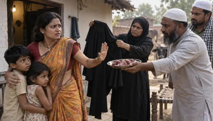 Hindu woman forced to convert, wear burqa and eat cow meat by Muslim man posing as Hindu; her minor children pressured to undergo circumcision