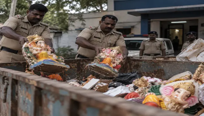 Idols of Lord Ganesha dumped in garbage heap by police in Tamil Nadu's Tirunelveli ahead of Ganesh Chaturthi celebrations