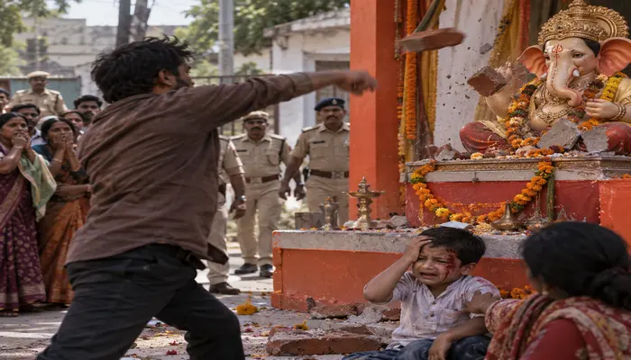 Ganesh Chaturthi celebrations targeted as stones and bricks hurled at Lord Ganesha idol inside a pandal in Bareilly