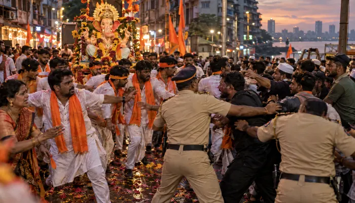 Hindu Ganpati procession targeted as mosque loudspeaker mobilises Muslim crowd in Malad, Mumbai, devotees attacked