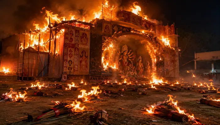 Durga pandal set ablaze in Muslim-majority district of West Bengal just days before Durga Puja festival