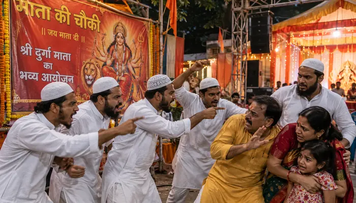 Hindu man and his family brutally assaulted by Muslim men for installing a religious banner for Navratri in Indore, Madhya Pradesh