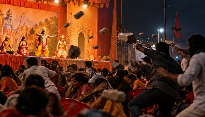 Hindu religious event disrupted: Ramleela halted after stones pelted at programme, devotees attacked and threats issued to stop performance