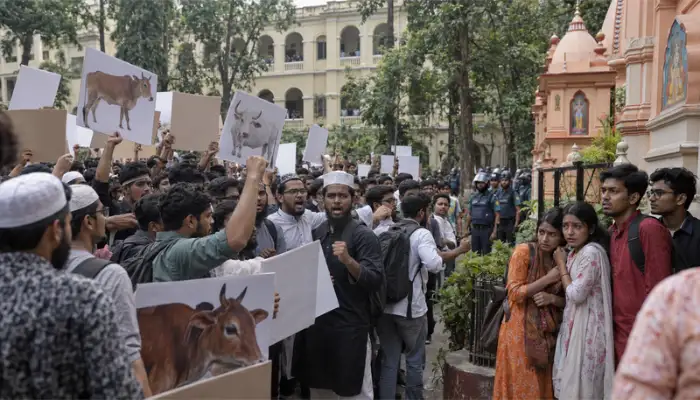 Hindus told to leave Bangladesh; Muslim students at Jagannath University chant anti-Hindu slogans and threaten to slaughter cows in front of them