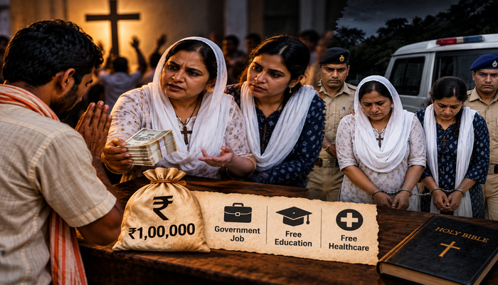 Hindu man offered inducements for forced religious conversion by two Christian women in Sidhi, Madhya Pradesh