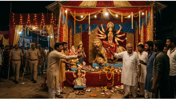 Sacred Navratri pandal desecrated; Maa Durga, Maa Lakshmi and Lord Ganesha idols vandalised in Ambedkarnagar, Uttar Pradesh